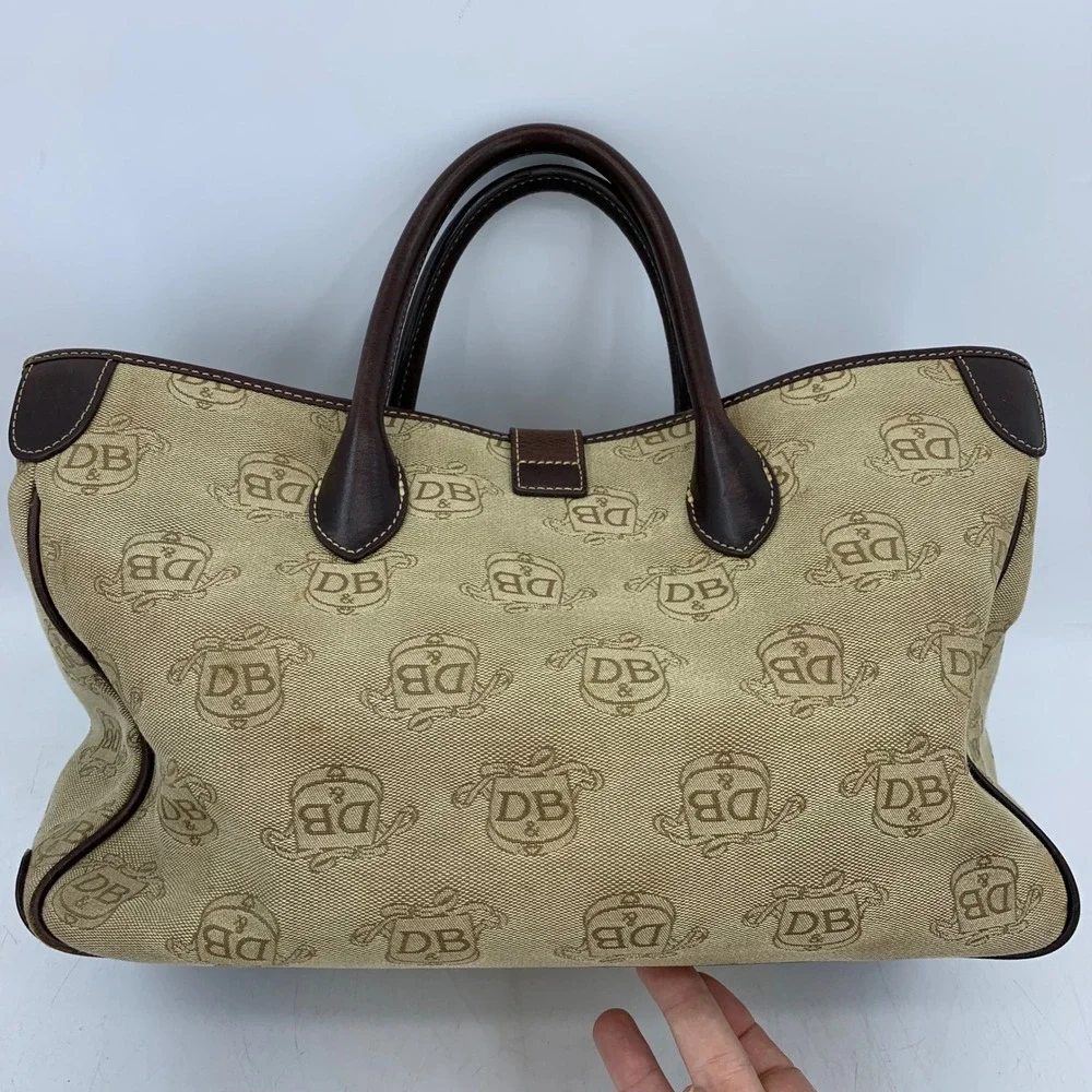 Y2K Dooney Bourke Signature DB Monogram Double Handle Tote Satchel Luxury Purse